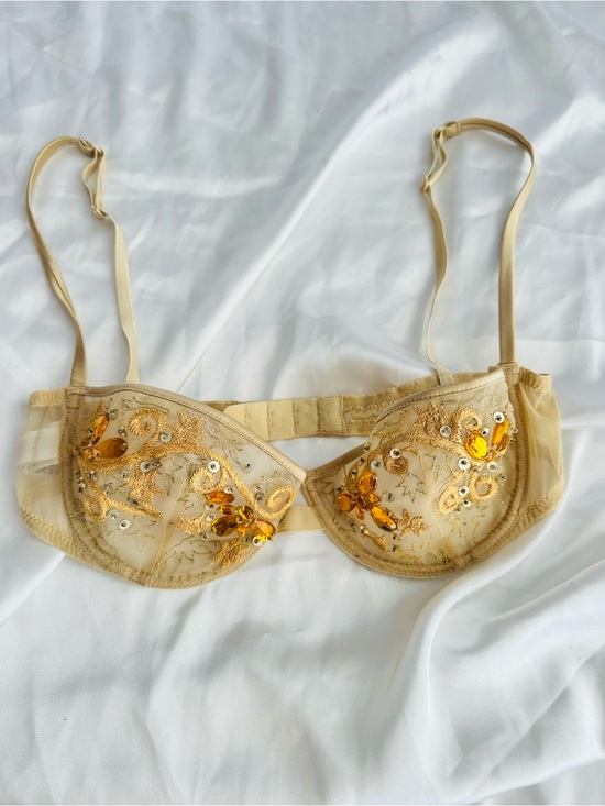 La Perla Other - La Perla Sheer Embroidered crystals  Balconette Bra - Gold #152